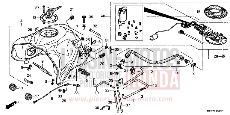 FUEL TANK for TRANSALP ABS SHASTA WHITE (NH138X) from 2011